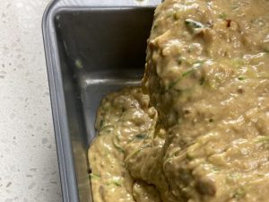 Dividing this healthy bread recipe's batter between two loaf pans